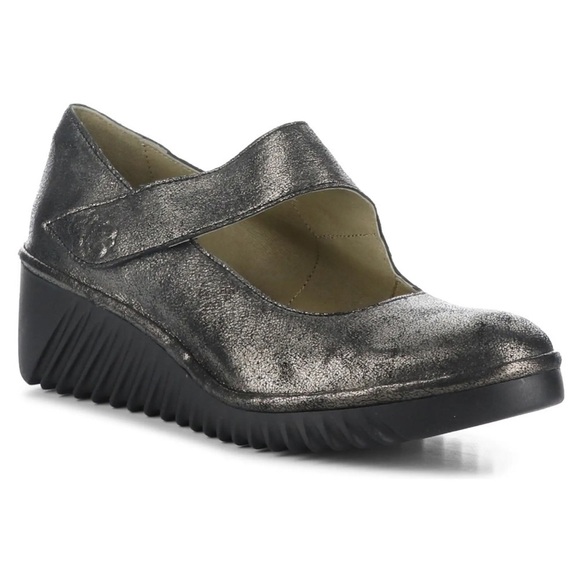 Fly London Lyka Leather Mary Jane in Graphite Cool Crinkle - Picture 1 of 8
